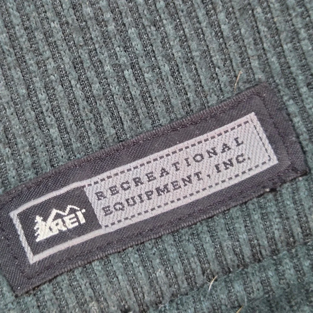 REI Polartec Fleece Jacket Mens XL Full Zip Ribbed Texture Hiking Green Outdoor